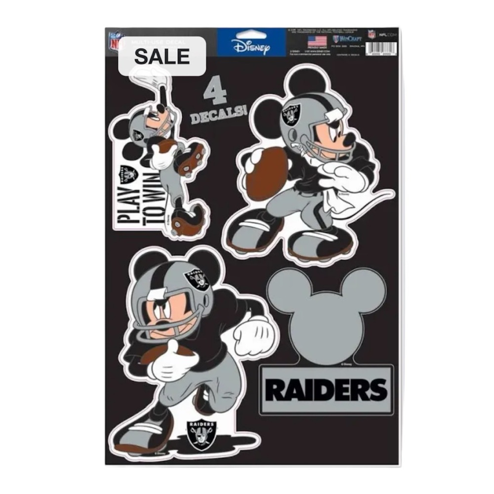 Disney Las Vegas Raiders NFL stickers - pack of 2 NEW in package total 8 decals